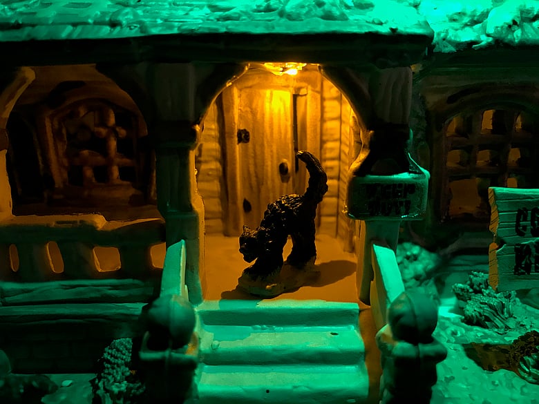 Lemax Haunted House, Porch Closeup
