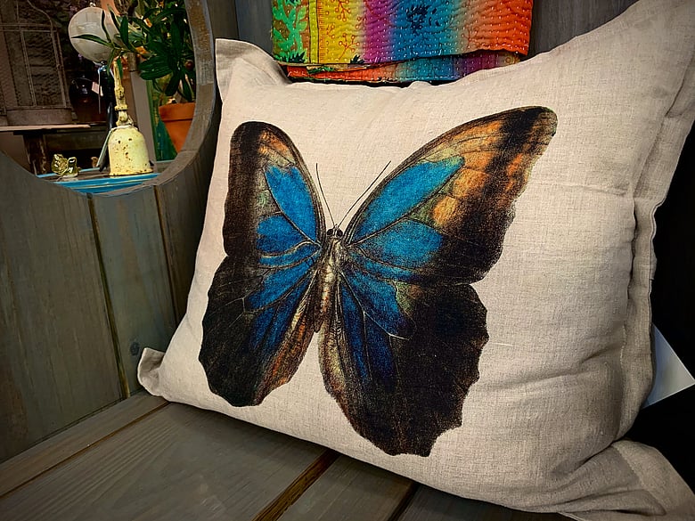 Blue Butterfly Pillow