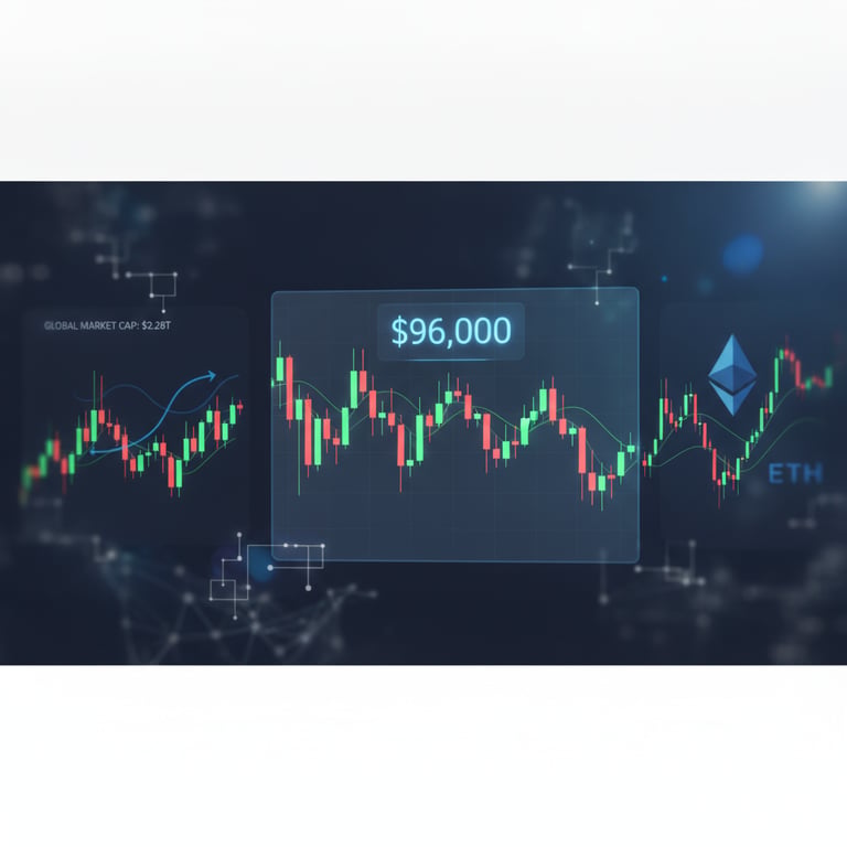 Crypto Market Update Today: BTC Holds $96K, XRP Eyes Breakout, and Total Cap Wobbles at $2.28T