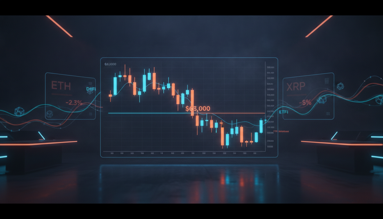 Crypto Market Update Today: BTC Slides Under $63K as Altcoins Wobble and ETF Flows Cool