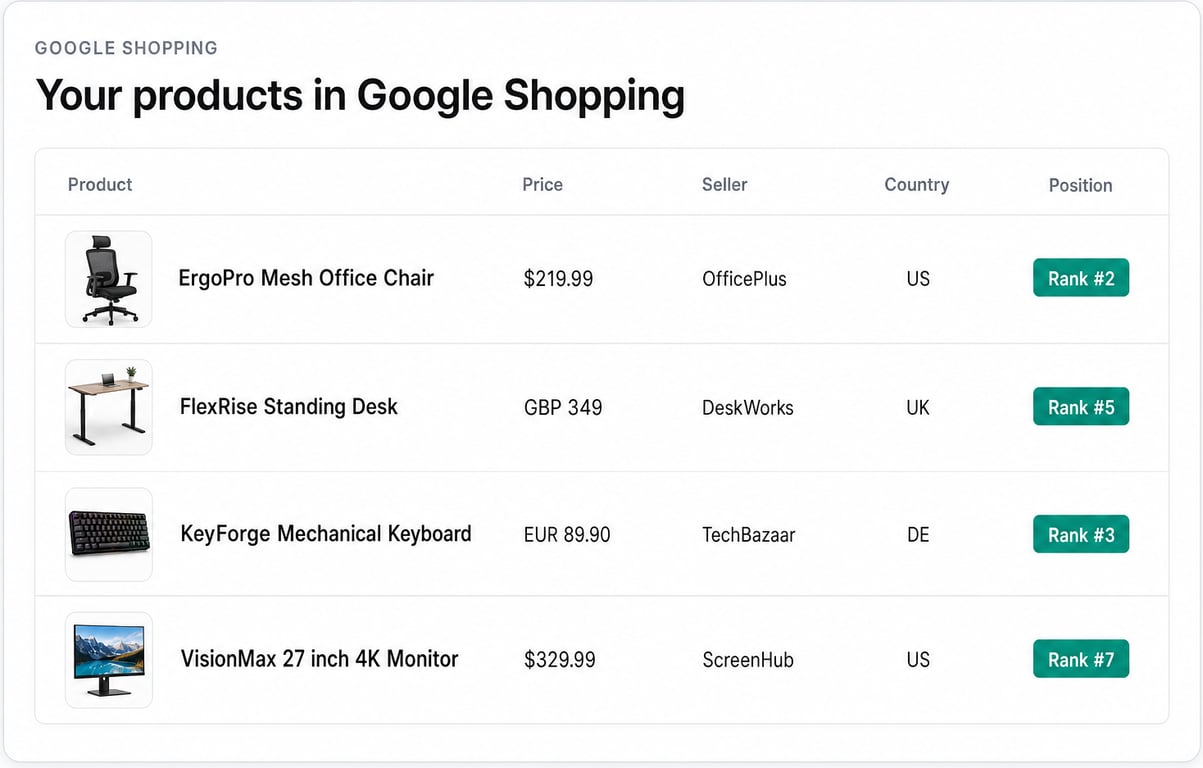 Ilustración de Sigue la posición de tus productos en Google Shopping