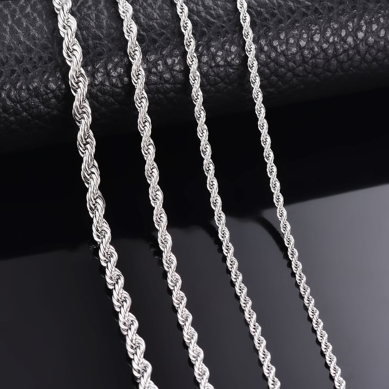High-Quality Stainless Steel Rope Chain Necklace/Bracelet - Durable Unisex Jewelry with Versatile Width Options (2mm-6mm) for Everyday Wear - Sleek Steel Color, Perfect for Men and Women - Great Gift Idea for Any Occasion, Long-Lasting and Stylish Accessory