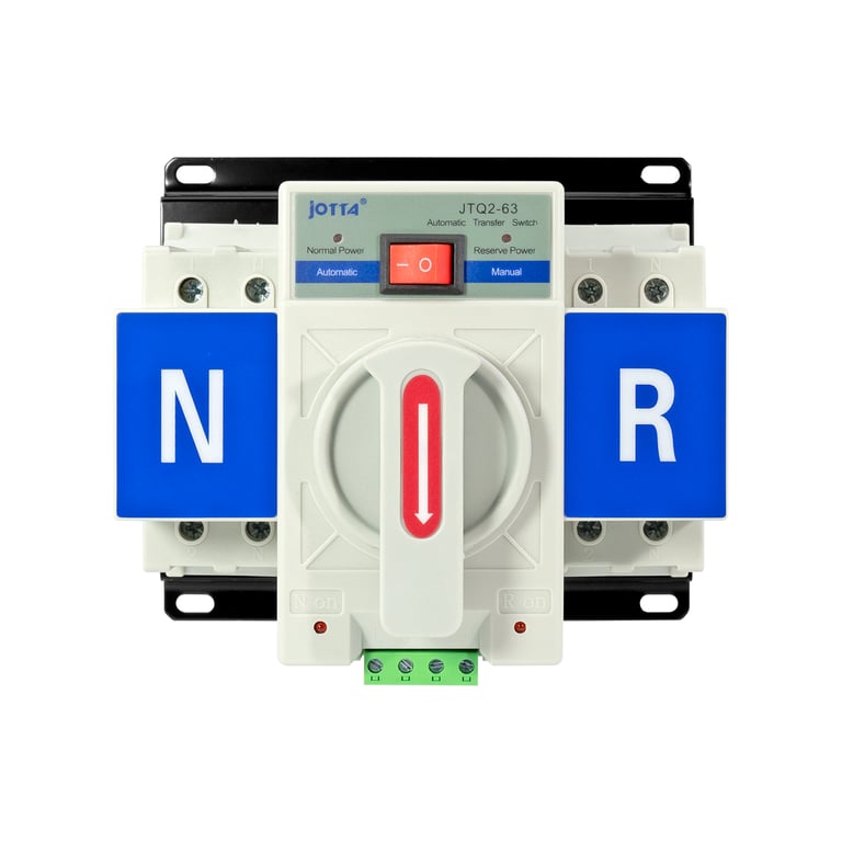 JOTTA ATS Automatic Transfer Switch 2P 63A at 220V and 110V for High Capacity Power Loads, Dual Power Source Switching, Integrated Circuit Breaker, Compact Design for Easy Installation and Continuous Power Supply in Critical Applications