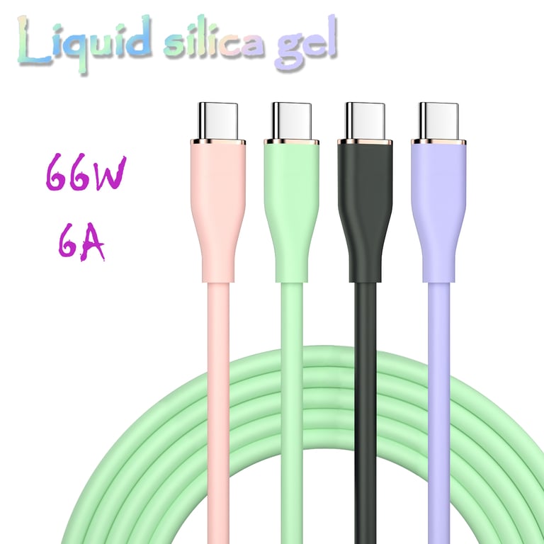 UGOURD Liquid Silicon USB-Type C to C Fast Charging Cable - 66W Power Delivery, Durable Construction, Wide Compatibility, Safe and Reliable, Convenient Length - for Huawei, Xiaomi, iPhone Models, USB to C PD 60W, 45W, 27W Devices - Home, Office, Travel Charging Solution