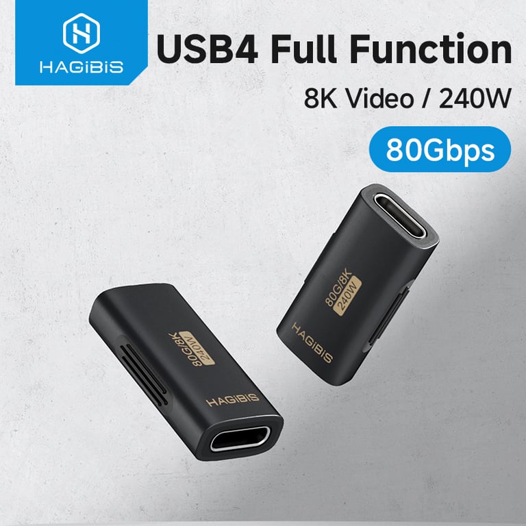 Hagibis USB C Female to USB C Female Adapter - 80Gbps Data Transfer, 240W Power, Dual Port Extension, USB4 Compatible - Premium Thunderbolt 5/4 Laptop Charger and Data Sync Tool