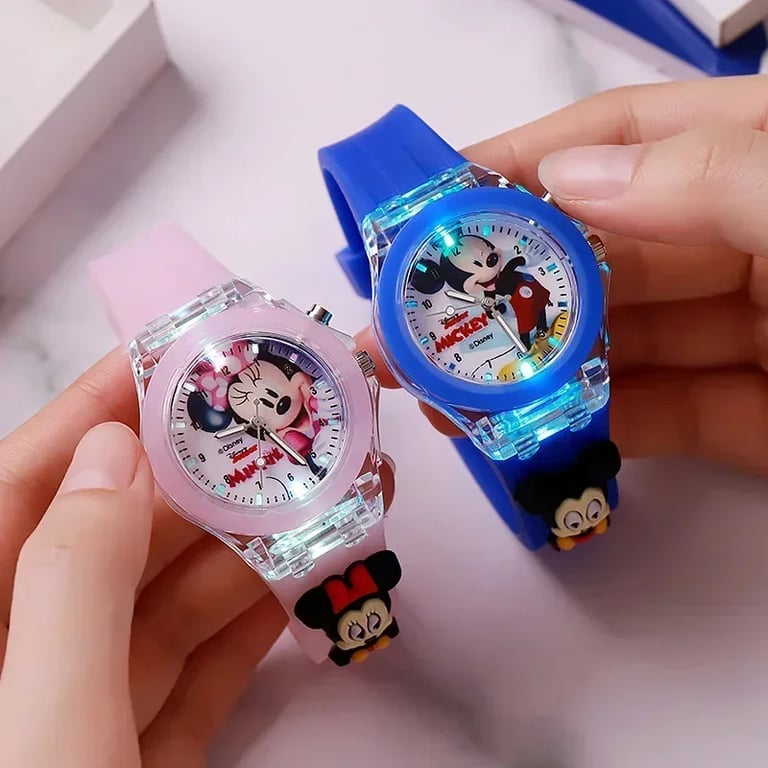 Disney Minnie Mouse Children's Watch with Flashlight Feature - Adorable Design, Durable Construction, Perfect Birthday Gift for Boys and Girls - Encourages Learning Time-Telling Skills in a Magical Way