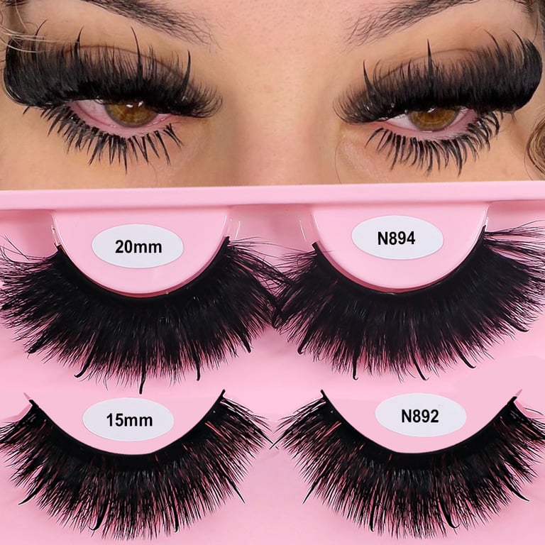 Luxurious REDSIREN Faux Mink Lash Spikes - Premium Synthetic Wispy & Thick Eyelashes for Natural Full Strip Look, Fluffy Texture for Captivating Eyes - Must-Have Makeup Addition for Glamorous and Versatile Looks