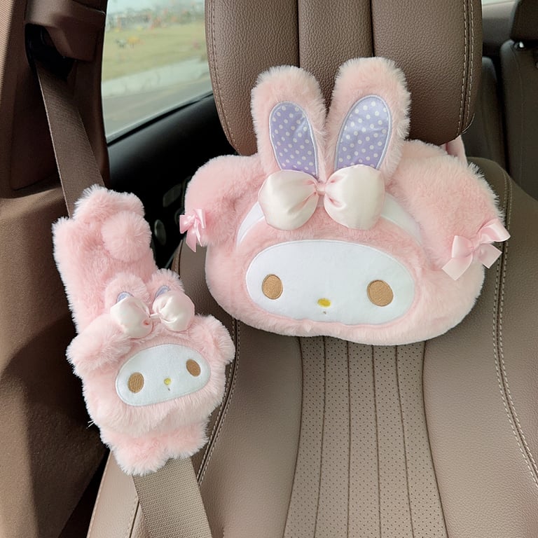 Sanrio My Melody Headrests Car Neck Pillows - Adorable My Melody and My Sweet Piano Designs, Supportive Ergonomic Design, High-Quality Materials, Universal Fit, Easy to Clean for Comfortable and Cute Driving Experience