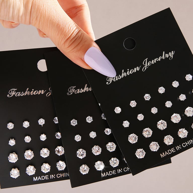36 Pairs Silver Zircon Stud Earrings Set - Shiny Crystal Design for Men and Women, High-Quality Materials, Easy to Wear, Gift-Worthy Packaging - Elegant Accessories for Daily Wear, Mix and Match Styles for Any Occasion