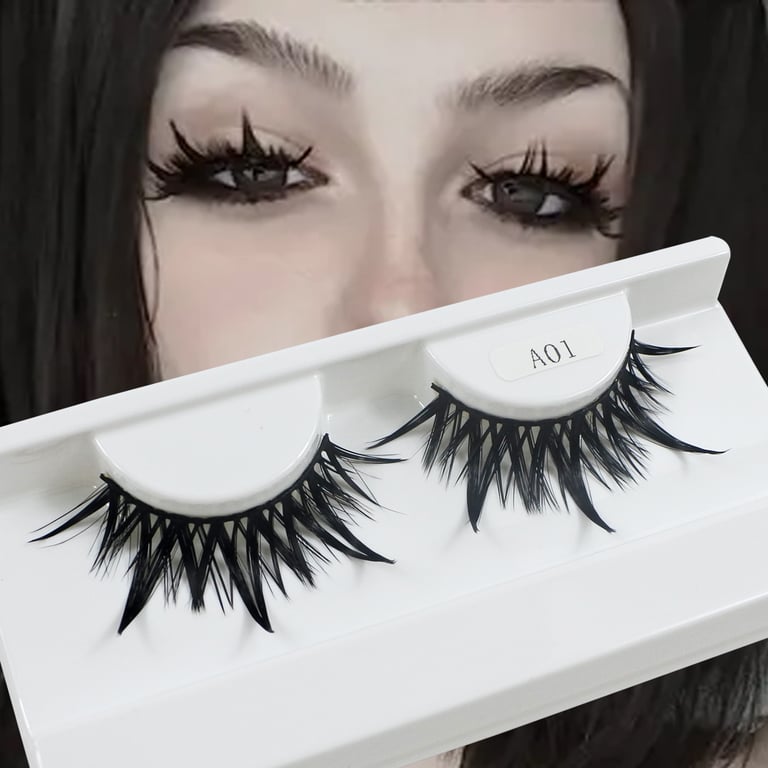 Premium Synthetic Fiber Cosplay Dramatic Spike Wet False Eyelashes - Edgy and Bold Design for Manga-Inspired Looks and Special Events - Easy to Apply with Flexible Band - Versatile for Sultry, Mysterious, and Statement Makeup - Reusable for Long-Lasting Glamour