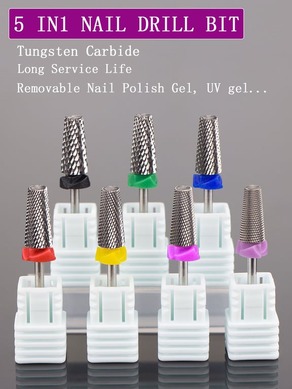 Professional Grade Tungsten Carbide Nail Drill Bits Set for Precise Nail Shaping and Cuticle Removal - Versatile Milling Cutter Design for Natural and Artificial Nails - Compatible with Electric Nail Drill Machines - Ergonomic and Efficient Nail Care Tools for Salon and Home Use