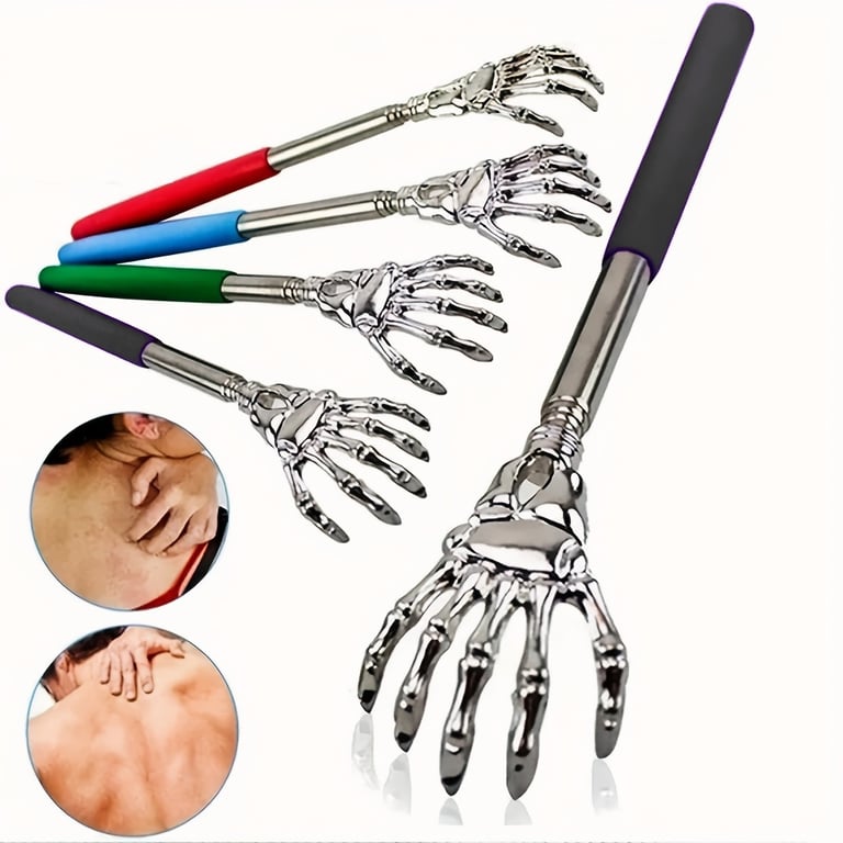 Extendable Stainless Steel Back Scratcher with Telescoping Design, Ergonomic Grip, and Multifunctional Use for Pets and Humans - Portable and Compact Tool for Instant Itch Relief, Durable Construction for Longevity and Adjustable Length up to 20 Inches