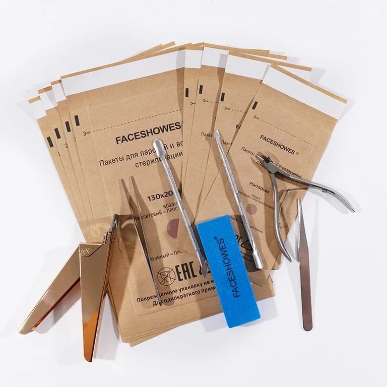 100 Disposable Kraft Paper Sterilization Bags for Nail Tools - Convenient & Effective Disinfection, Easy to Use, High-Quality Material, Essential Accessories for Salons & Spas