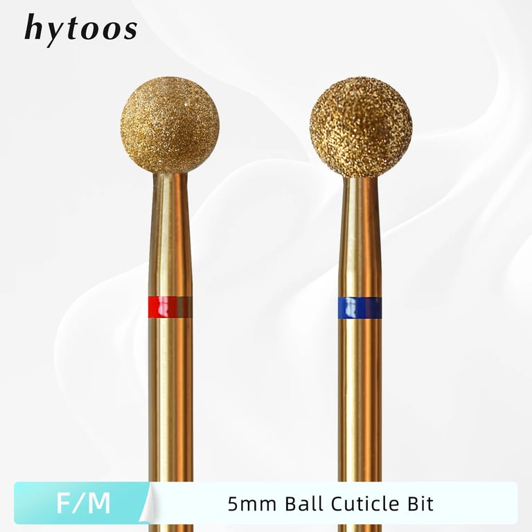 HYTOOS 5mm Ball Cuticle Clean Nail Drill Bit - Premium Titanium Russian Diamond Material for Efficient Cuticle Cleaning, Easy to Use Professional Nail Cleaner Accessory Tool, Versatile Application for Manicures and Pedicures, Compatible with Nail Drill Machines