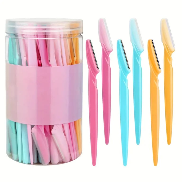 Safe and Precise Trimming Brow and Face Razor Set - 5/10/30/40 Pieces for Men and Women - Sharp Blades with Protective Cover - Compact and Portable for Travel - Easy to Use and Maintain - Smooth and Pain-free Grooming Experience