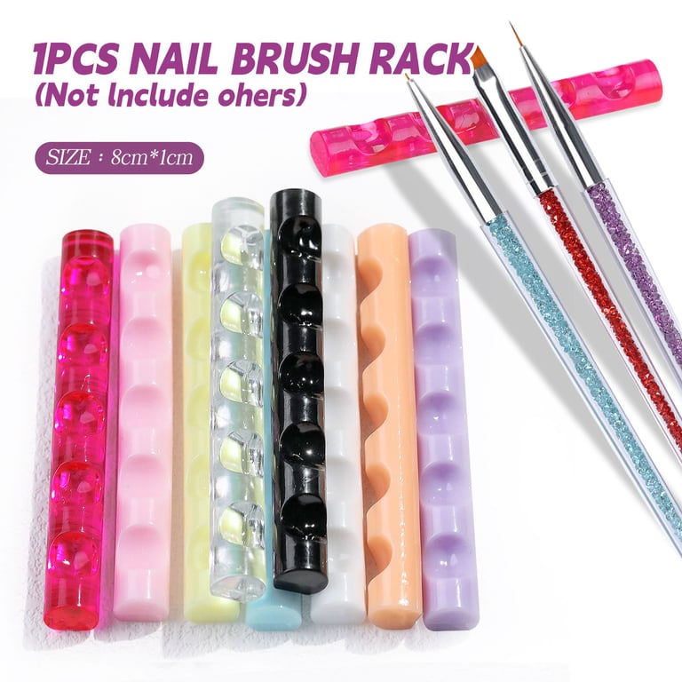 Portable Acrylic Clear Nail Brush Shelf with Mini Crystal Painting Pen Rest Holder Stand - Compact and Lightweight Organizer for UV Gel Brushes - Durable, Stylish, and Versatile Design - Ideal for Travel or Home Use - Perfect for Nail Art Enthusiasts
