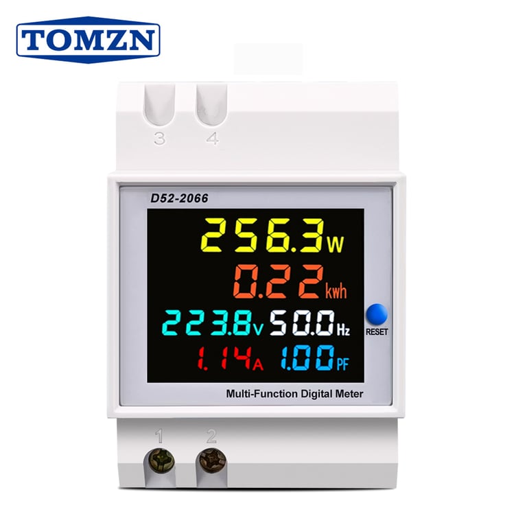 6IN1 Din Rail AC Monitor with Wide Voltage Range for Precise Electrical Parameter Measurement and Monitoring - Voltage, Current, Power Factor, Energy, Frequency - Easy Installation and Durable Construction for Industrial Use