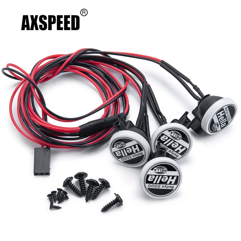 AXSPEED LED Lights with Round Plastic Covers for 1:10 Scale RC Crawlers - Enhanced Visibility, Easy Installation, Durable Construction, Customization Options - Compatible with TRX-4, Axial SCX10, Tamiya CC01, D90, TF2 - Night-time Crawl Upgrade Parts for Hobbyists of All Skill Levels
