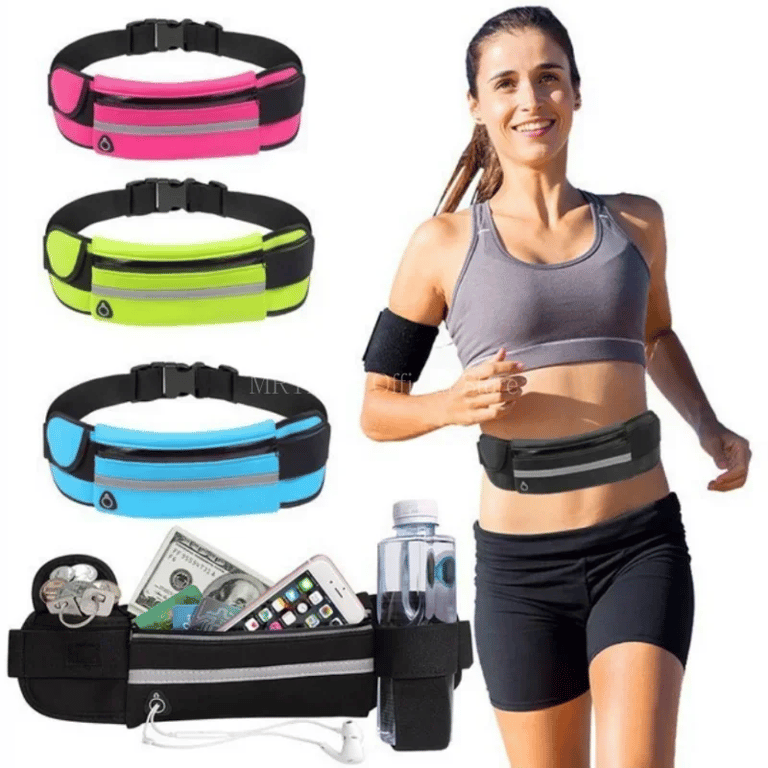Durable Water-Resistant Running Waist Bag with Adjustable Belt and Multiple Pockets for Men and Women - Reflective Strip for Outdoor Safety - Ideal for Running, Jogging, Cycling, Hiking, and Traveling - Stylish and Practical Sports Fanny Pack