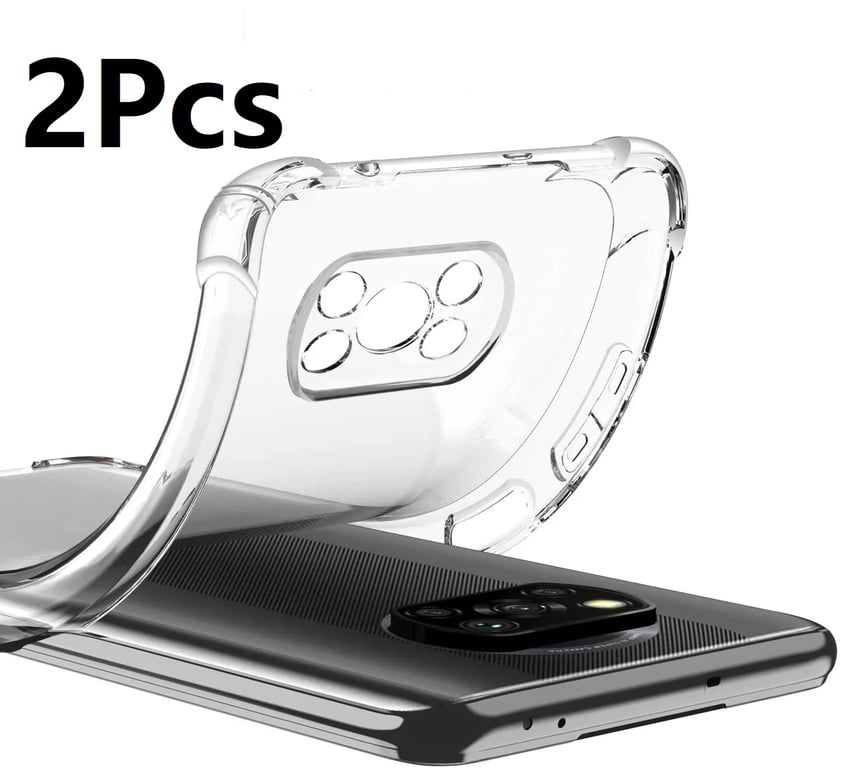 Xiaomi Poco X3 NFC Pro Shockproof Clear Silicone Case with Anti-Slip Texture and Precise Cutouts - Crystal Clear Design for Drop Protection and Scratch Resistance - Lightweight and Easy to Install Phone Cover with Long-Lasting Clarity