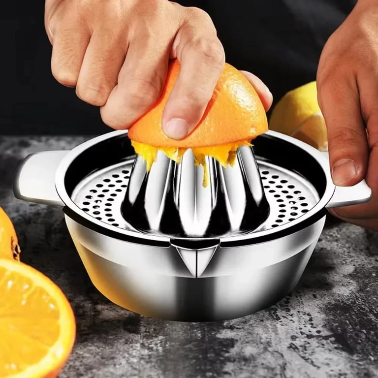 304 Stainless Steel Manual Fruit Juicer - Durable, Efficient, Portable, and Easy to Clean - Citrus Juicer for Lemons, Oranges, Limes - Multifunctional Kitchen Accessory for Pomegranates, Grapefruits - Compact Size for Home and Travel Use