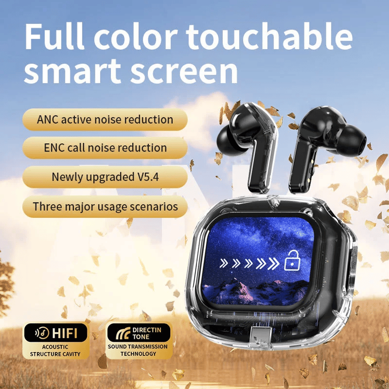 Advanced Active Noise Cancellation True Wireless Bluetooth Earbuds 5.4 with Immersive Stereo Bass HD Sound, Crystal Clear HD Microphone, Gamer Headset Design, and Touch Screen Control