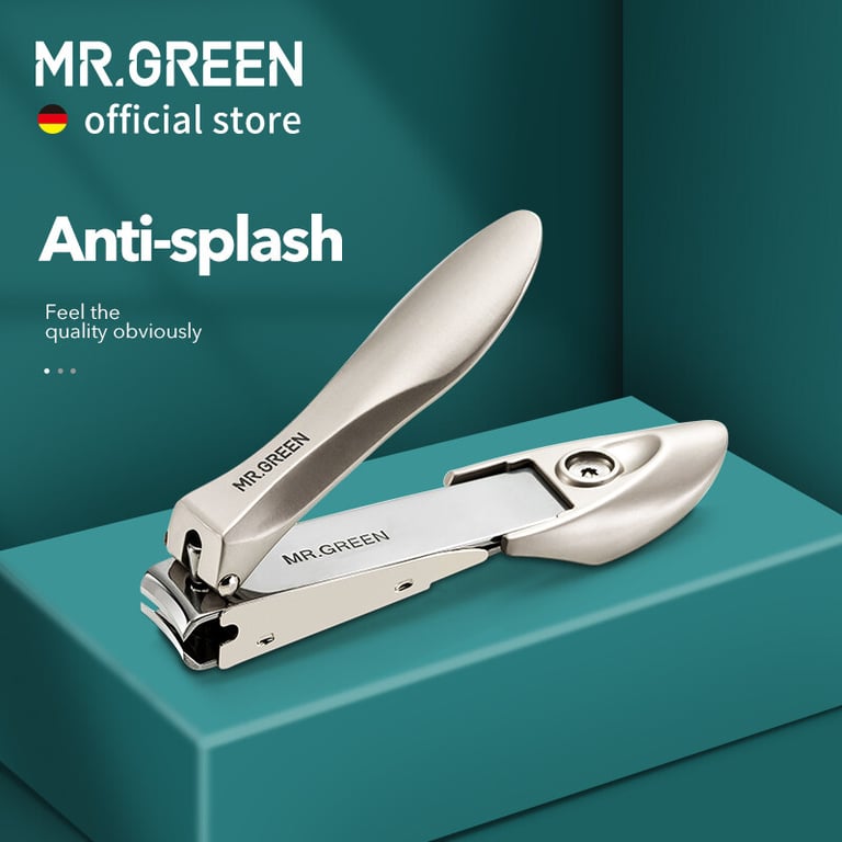 MR.GREEN Anti Splash Nail Clippers with Bionics Design, Stainless Steel Construction, and Precision Cutting - Ergonomic Handle for Comfortable Grip - Innovative Anti Splash Feature Keeps Workspace Clean - Durable and Rust-Resistant Manicure Tools for Precise Nail Trimming and Shaping
