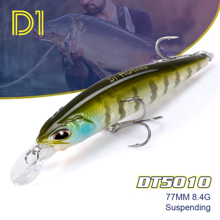 D1 Lure 77mm 8.4g Suspending Minnow Rozante Realist - Versatile Floating-Sinking Wobbler for Pike and Carp Fishing - Realistic Baitfish Design for Effective Hard Bait Fishing - High-Quality Construction for Longevity and Success - Essential Tackle for Various Fishing Scenarios