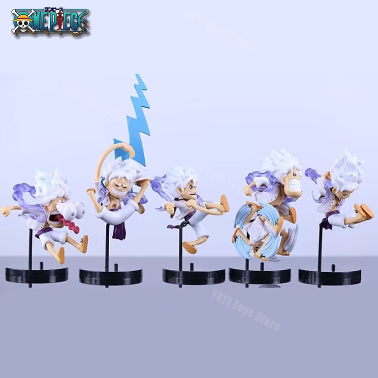 Set of 5 One Piece Anime Figures featuring Luffy Nika Gear 5 Multiform and Sun God Luffy - High-Quality PVC Material, Exquisite Design, Collectible Toy Gifts, Versatile Display Options - Perfect Size for Shelves, Desks, and Collections - One Piece Enthusiasts Must-Have!