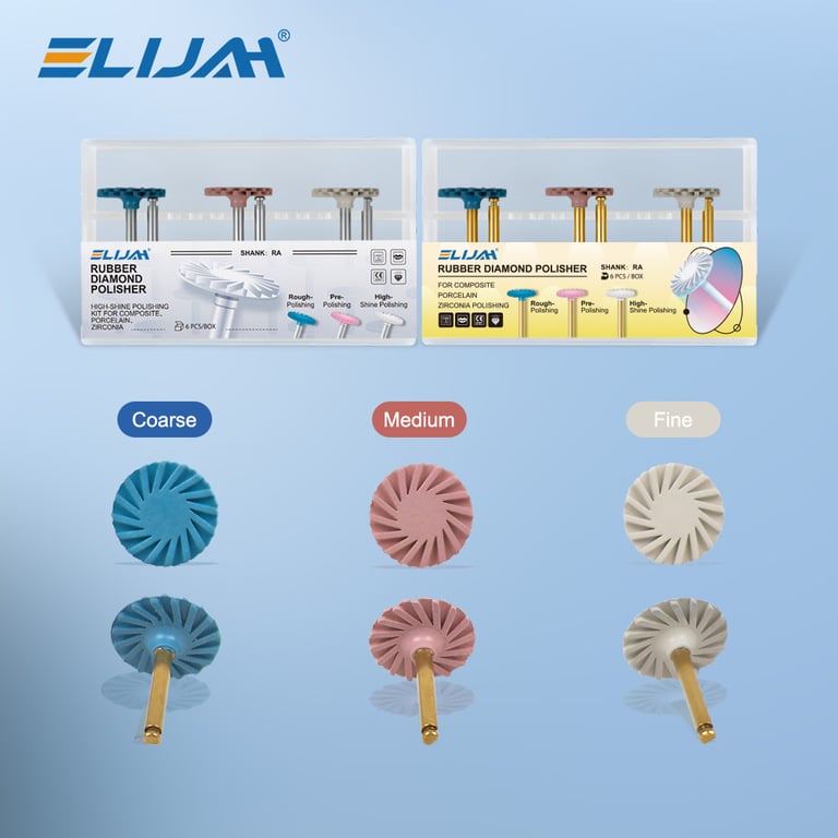 Premium 6Pcs/Set Dental Rubber Polisher Composite Resin Diamond System RA Polishing Disc Wheel Kit for Efficient and Professional Dental Restorations - Golden & Silver Options for Versatile Use, Easy Attachment & Removal, Smooth & Glossy Finish, Durable Materials for Long-Lasting Performance