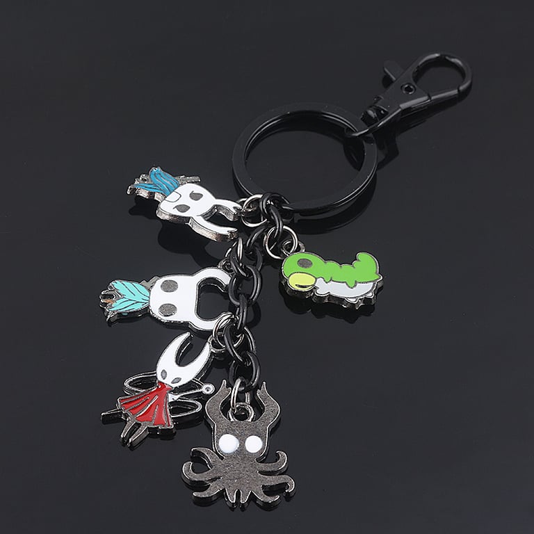 Hollow Knight Metal Characters Keychain - Premium Quality Metal Key Holder with Knight, Octopus, Grub, and Hornet Pendants - Unique Design for Men and Women - Durable and Versatile Keychain for Keys, Bags, and Collectors - Stylish Gift for Video Game Fans and Collectors