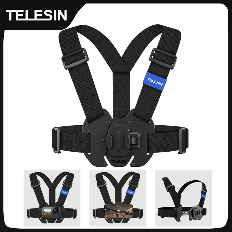 TELESIN Adjustable Chest Strap Mount for GoPro Hero Insta360 DJI - Hands-Free Waistcoat Belt Mount for Hiking Biking Skiing - Durable High-Quality Materials - Compatible with GoPro Hero 13 12 11 10 9 8 7 6 5 - Easy-to-Use Secure Camera Attachment for Adventure Enthusiasts