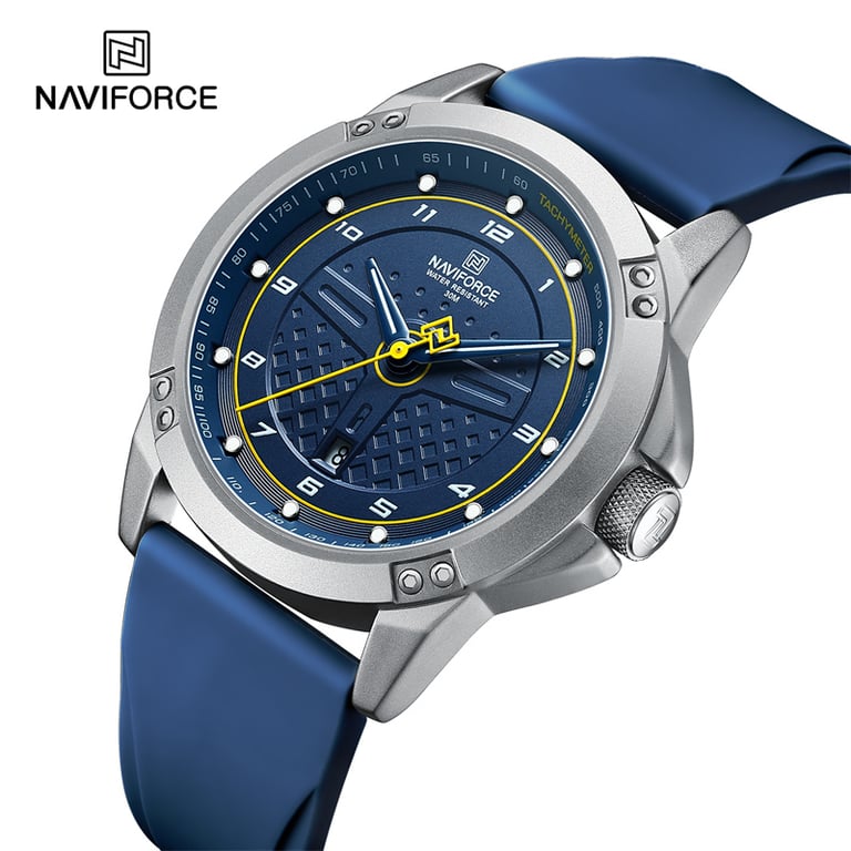 NAVIFORCE Casual Quartz Wristwatch with Sporty Silicone Strap, Luminous Clock, Waterproof Design, Precision Quartz Movement, Comfortable Fit, and Great Gift Idea for Men - Sleek and Modern Timepiece for Everyday Wear, Long-Lasting Durability, and Accurate Timekeeping