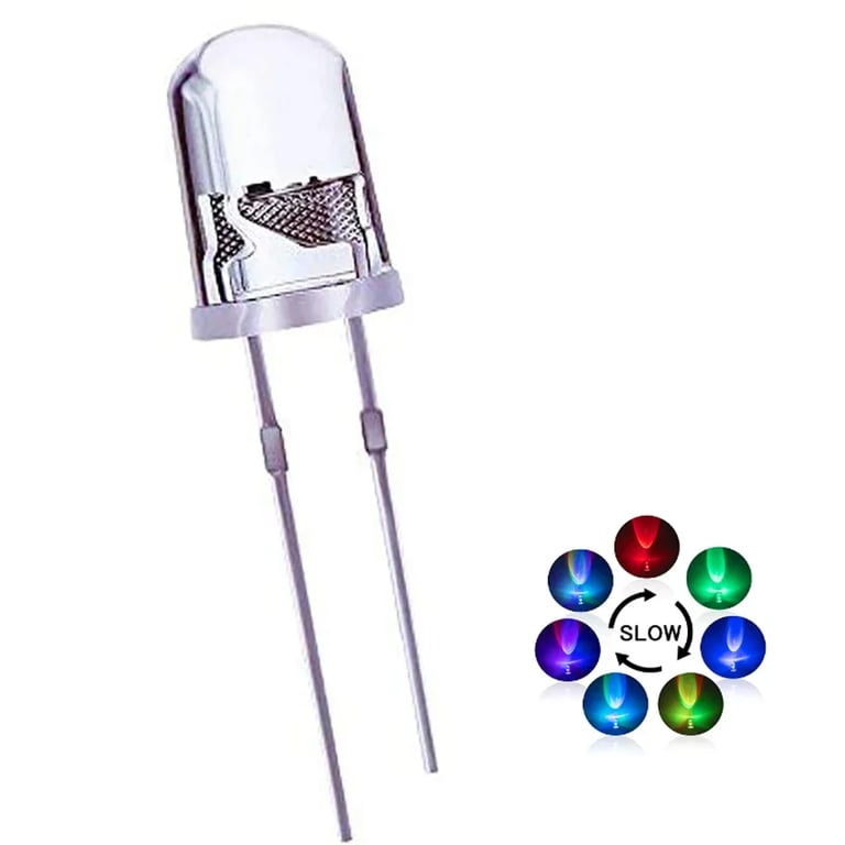 High-Quality 5mm Multicolor Slow/Fast Flashing LED Diodes Pack of 50 - DIY Electronics Projects & Decorations - Bright & Vibrant Light - Easy to Install - Durable & Energy-Efficient - Versatile Applications - Dynamic Lighting Effects - Clear Round Lenses - Long-Lasting Reliability