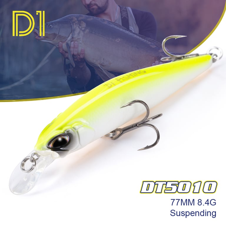 D1 Rozante Fishing Lures - Durable and Versatile Artificial Hard Wobblers for Pike and Bass Fishing | Sinking Jerkbait Design with Realistic Action, Ideal for Freshwater Species | 8.4g and 5g Weight, Effective for Casting, Trolling, and Targeting Predatory Fish