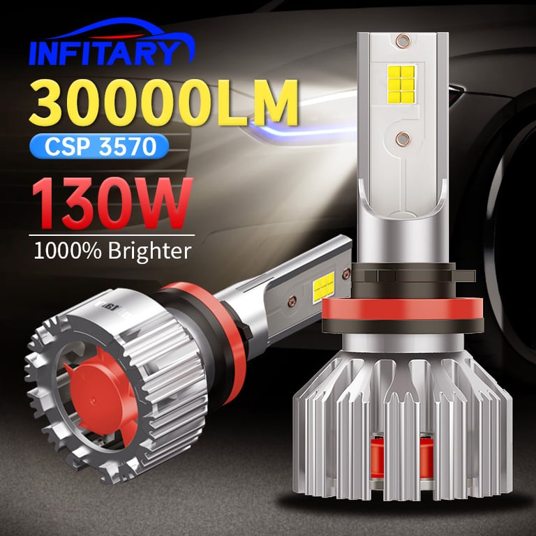 Infitary H7 H4 LED Car Headlights Kit - 6500K Super Bright Light Output - Wide Compatibility with H11, H1, 9005, 9006 - Easy Plug-and-Play Installation - Durable Construction for Reliable Performance - Energy-Efficient for Fuel Savings and Longevity