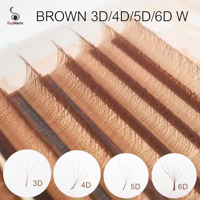 Innovative 3D/4D/5D Supmacio Brown Lashes with Automatic Flowering Soft Premade Fans and Natural Soft Individual Eyelashes for a Bloom Effect - Versatile, Long-Lasting, and High-Quality Synthetic Fibers for Volume, Depth, and Flirty Feminine Look