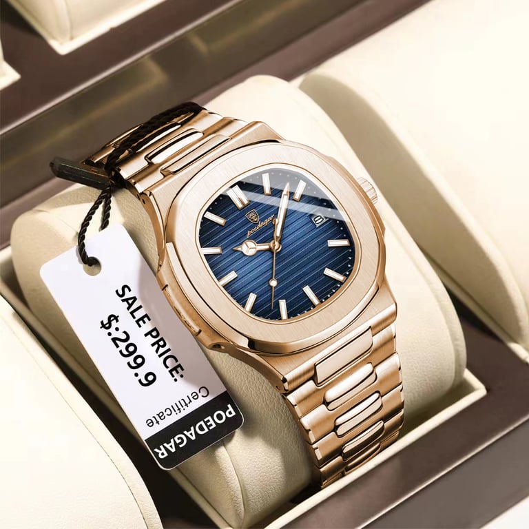 Luxury Waterproof Business Man Watch with Luminous Display and Date Function - Stainless Steel Band, Square Dial, Precision Quartz Movement - Stylish Timepiece for Business and Formal Occasions