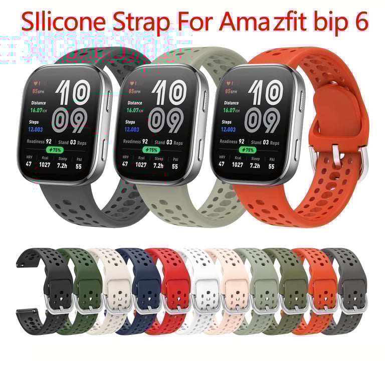 Premium Silicone Sport Band for Amazfit Bip 6 - Soft, Durable, and Comfortable Strap with Breathable Design - Secure Adjustable Fit - Vibrant Colors - Perfect Accessory for Sports and Everyday Use