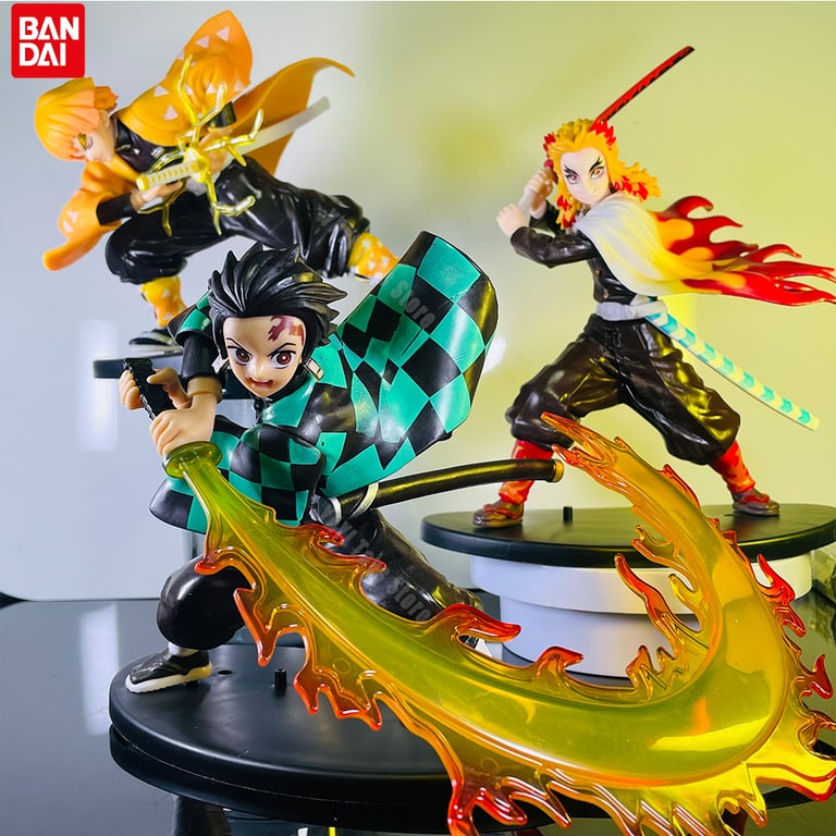 Demon Slayer Anime Figure Set - Tanjirou, Agatsuma Zenitsu, and Kyoujurou PVC Action Figures with Dynamic Poses and Hand-Painted Details - High-Quality Collectible Item for Kids - Perfect Gift for Anime Enthusiasts - Detailed Craftsmanship and Realistic Designs Inspired by the Series