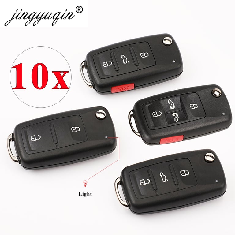 10pcs jingyuqin High-Quality ABS Key Shell for VW Tiguan Golf Sagitar Polo MK6 Touareg SEAT Models - Easy Installation, Protective Function, Stylish Design - Scratch and Damage Protection, Durable Longevity, DIY Friendly Key Fob Cover
