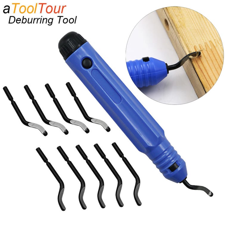 Precision Deburring Tool Kit with Rotary Deburr Blades for Wood, Plastic, Aluminum, Copper, Steel - Efficient Edge Removal and Professional Finishing - Durable Construction for Workshop and Industrial Use - Versatile Application for Woodworking, Metalworking - Ergonomic Design for Comfort and Precision