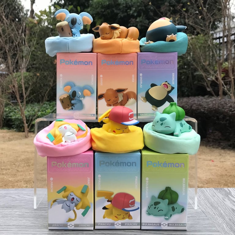 Pokemon Starry Dreams PVC Toy Figures Set - Pikachu, Bulbasaur, Eevee, Snorlax, Jirachi, Komala - Kawaii Anime Style Sleeping Poses - High-Quality Material - Perfect for Collectors - Adorable Gift Idea for Pokemon Fans - Vibrant Colors and Detailed Designs - Must-Have Pokemon Collection Addition