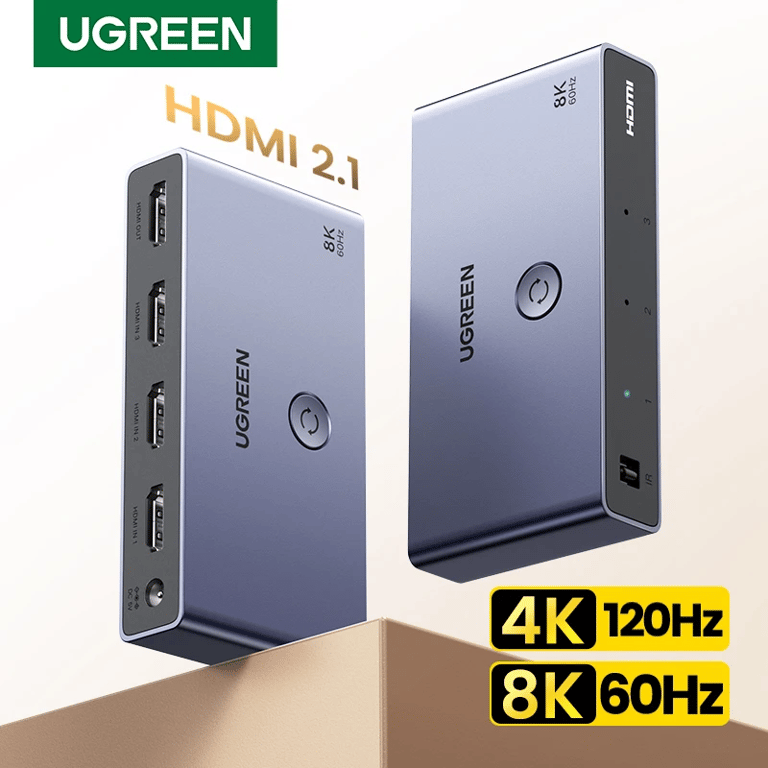 UGREEN HDMI 2.1 Switcher with 8K and 4K Resolution Support, 3-in-1 HDMI-compatible Switch, Remote Control, Enhanced Compatibility, High-Quality Construction - Ultimate Multimedia Device Connectivity Solution for Gaming, Streaming, Xbox, PS5, Monitors - Crystal Clear Images and Smooth Video Playback