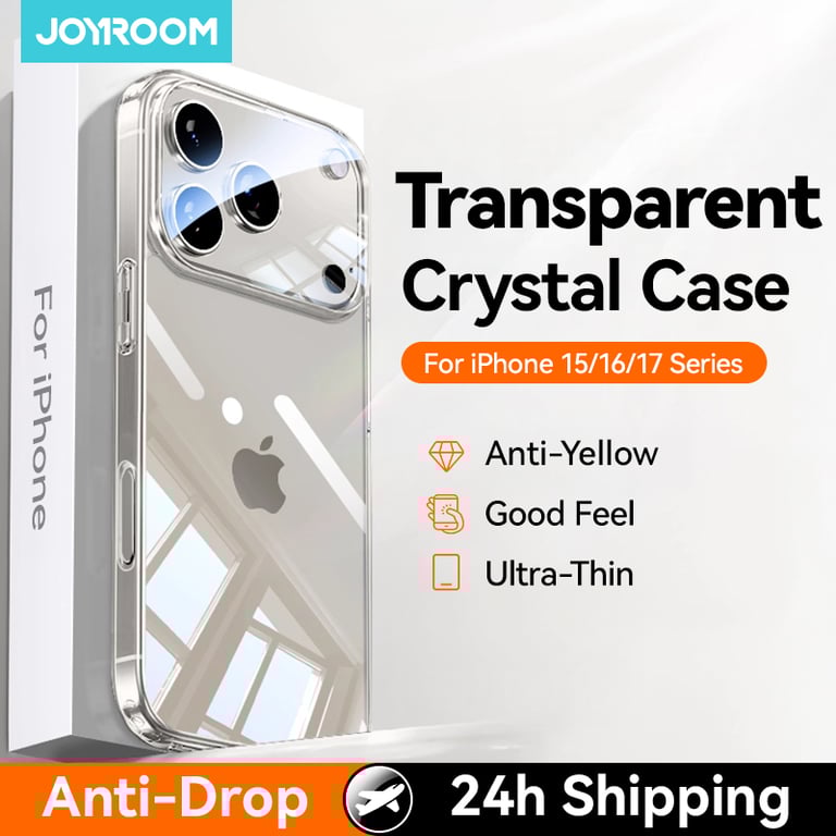 Crystal Clear Transparent Joyroom Case for iPhone 17 Pro Max with Lens Protection, Compatible with iPhone 16 15 Pro Max - Slim Lightweight Design, Easy Access to Ports and Buttons - Scratch, Dust, Impact Resistance, No Yellowing, Pristine Look