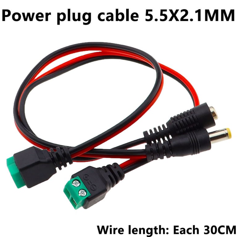 1Set 30CM Wire Green Male + Female DC Power Jack Plug Audio AUX Connector - Durable Material, Easy Installation, Universal Compatibility - Ideal for DIY Projects, LED Lighting, Security Cameras - Secure Connection, Convenient Length for Flexible Placement and Organization