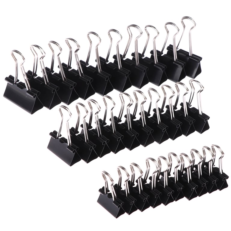 Durable Black Metal Binder Clips Set - 10 Pack of 19mm, 25mm, and 32mm Sizes - Secure Grip for Papers - Multipurpose Office Supplies for Organizing Documents - Ergonomic Triangular Design for Easy Handling and Removal - Rust-Resistant and Long-Lasting - Value Pack for Home, School, Office Use