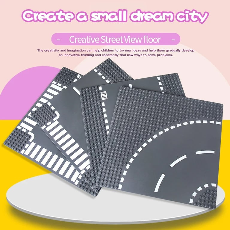 City View and Traffic Road Base Plate Building Block Set - High-Quality, Durable 32*32 Size with Figures - Compatible with Major Brands - Enhances Building Experience and Fine Motor Skills - Perfect Gift for Kids who Love Construction Toys