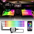 Customizable RGB LED Car Interior Ambient Foot Light with Wireless Remote and Music App Control - Neon 48 72 LED Lights for Atmosphere Enhancement and Easy Installation