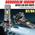 H7 H4 LED Canbus Lights with Wireless Turbo Fog Bulb - 800000LM Super Bright 6000K Car Headlights with Fan for Long-Lasting Performance and Easy Installation